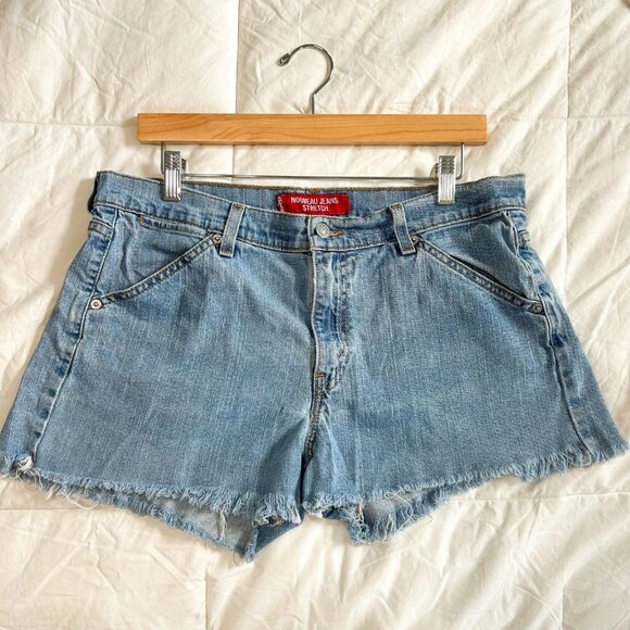 Vintage Levi’s Nouveau Jeans Stretch Cutoff Denim Shorts Blue Women’s Size 12 - Picture 1 of 4